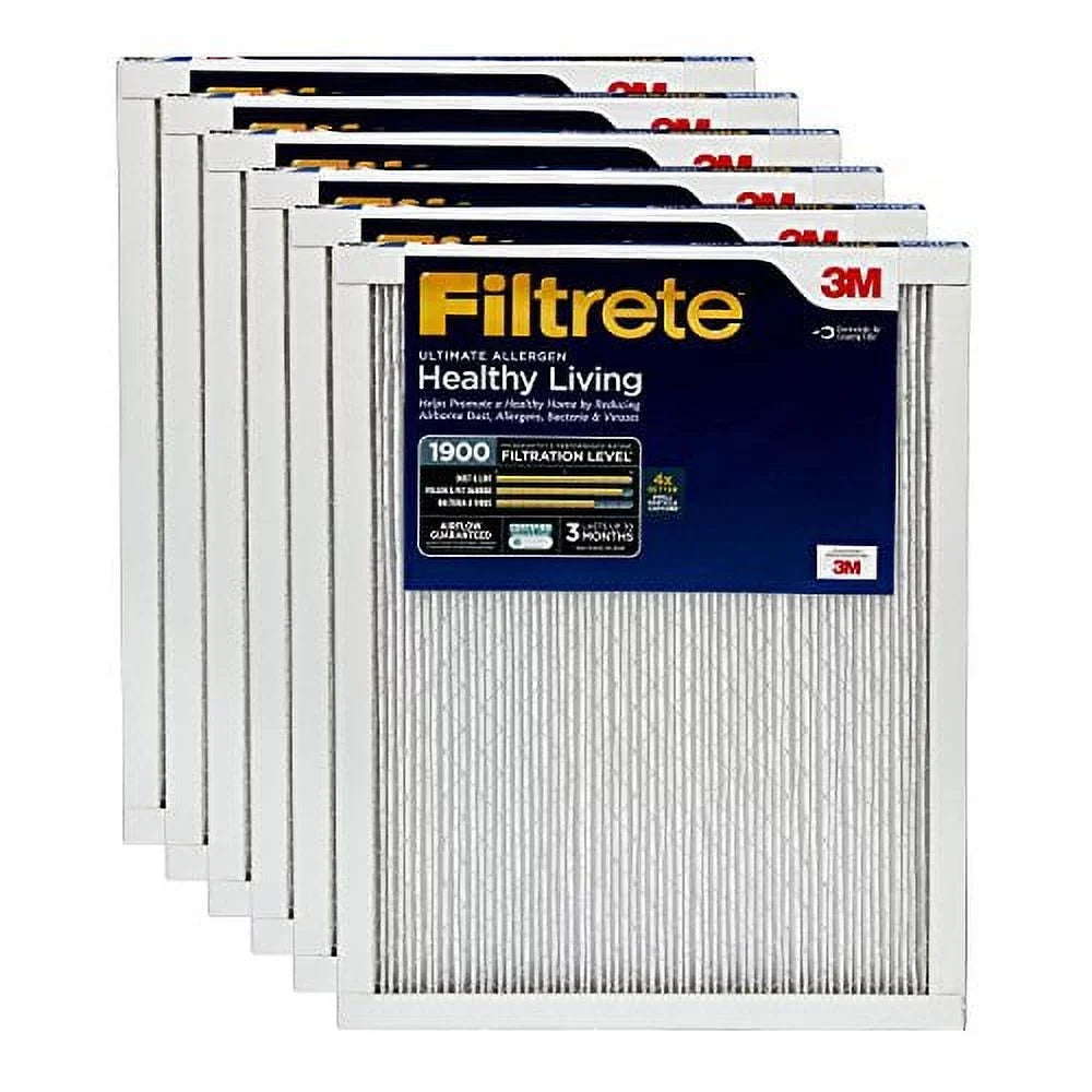 Filtrete 16x20x1, AC Furnace Air Filter, MPR 1900, Healthy Living Ultimate Allergen, 6-Pack (exact dimensions 15.69 x 19.69 x 0.78)