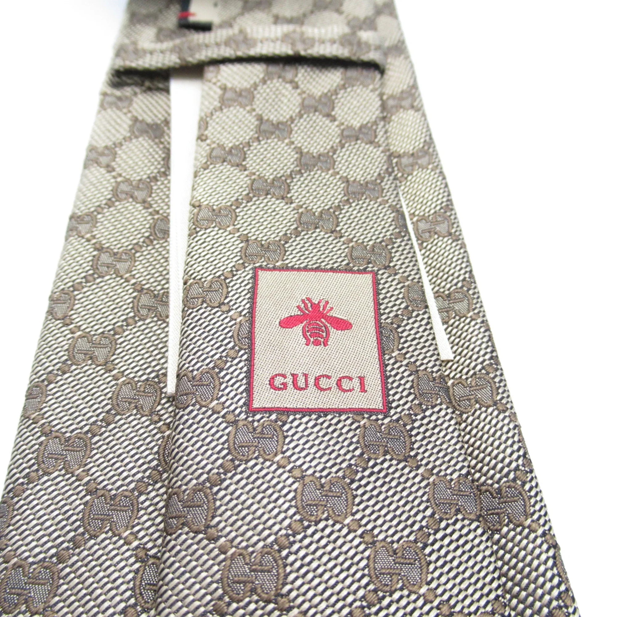 Pre-Owned GUCCI tie Beige silk (New)