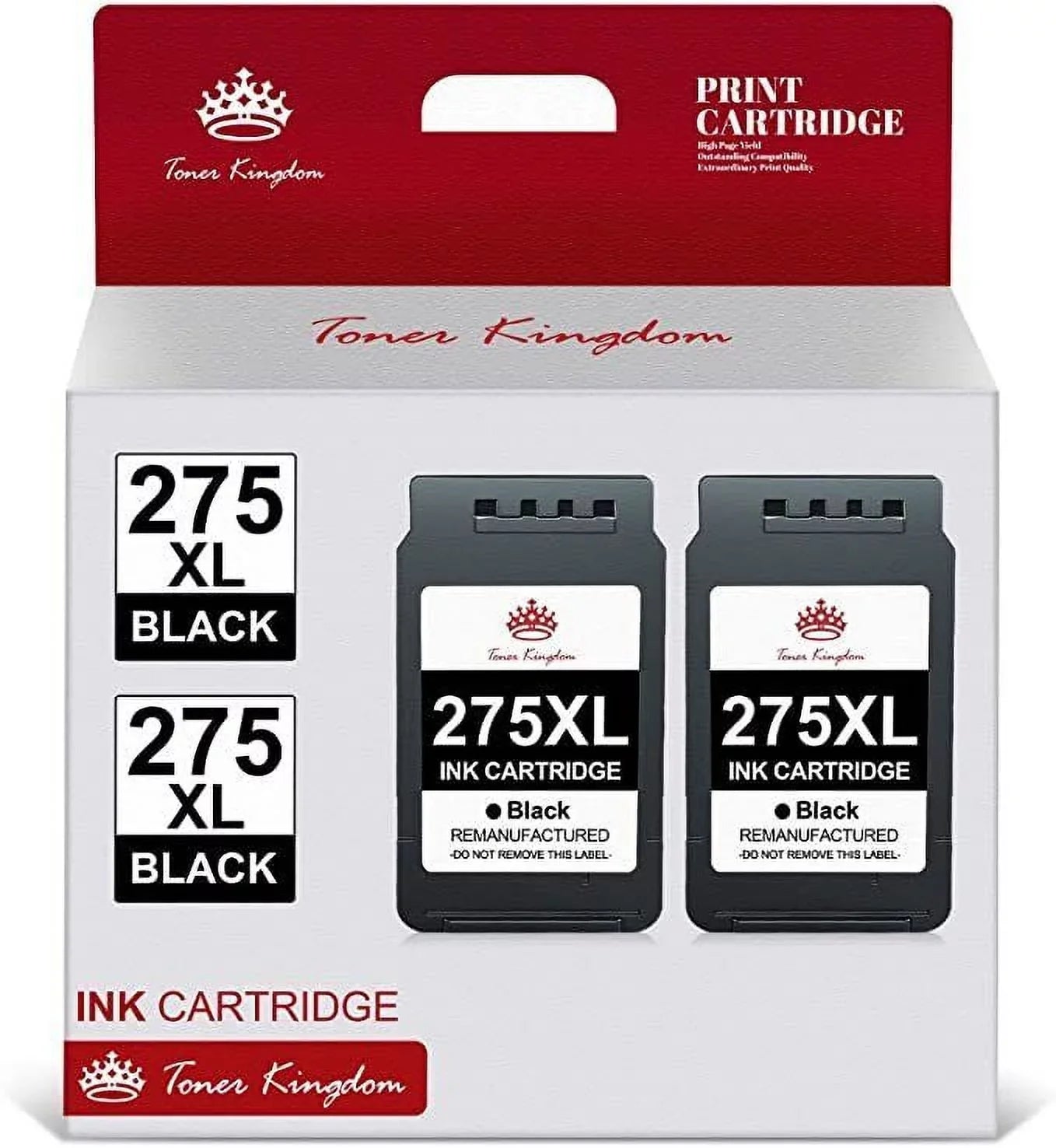 Toner Kingdom PG 275 XL Ink Cartridges Replacement for Canon Ink 275 for Canon Printers PIXMA TS3520 TS3522 TS3500 TR4720 TR4722 TR4700(2 Black)