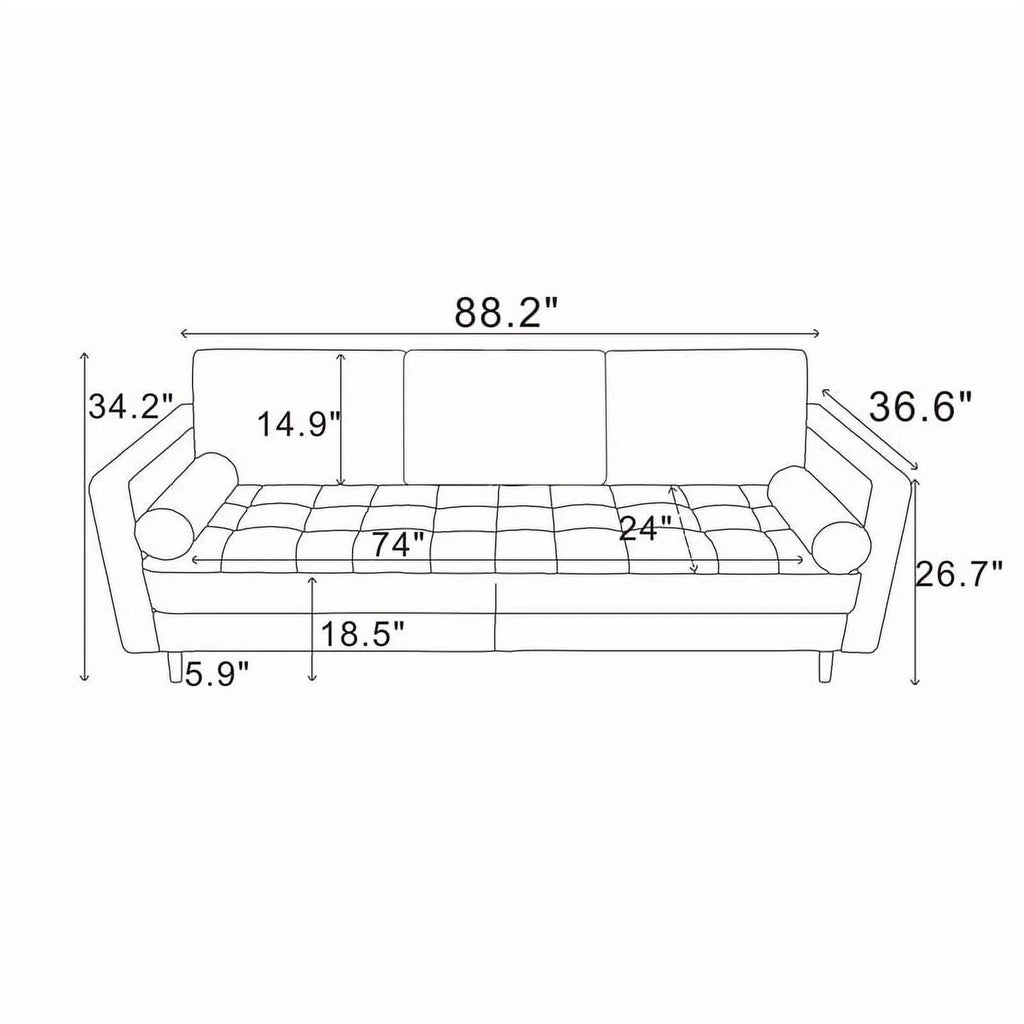 Tahir Mid-Century Pillow Back Velvet Sofa Set in Green