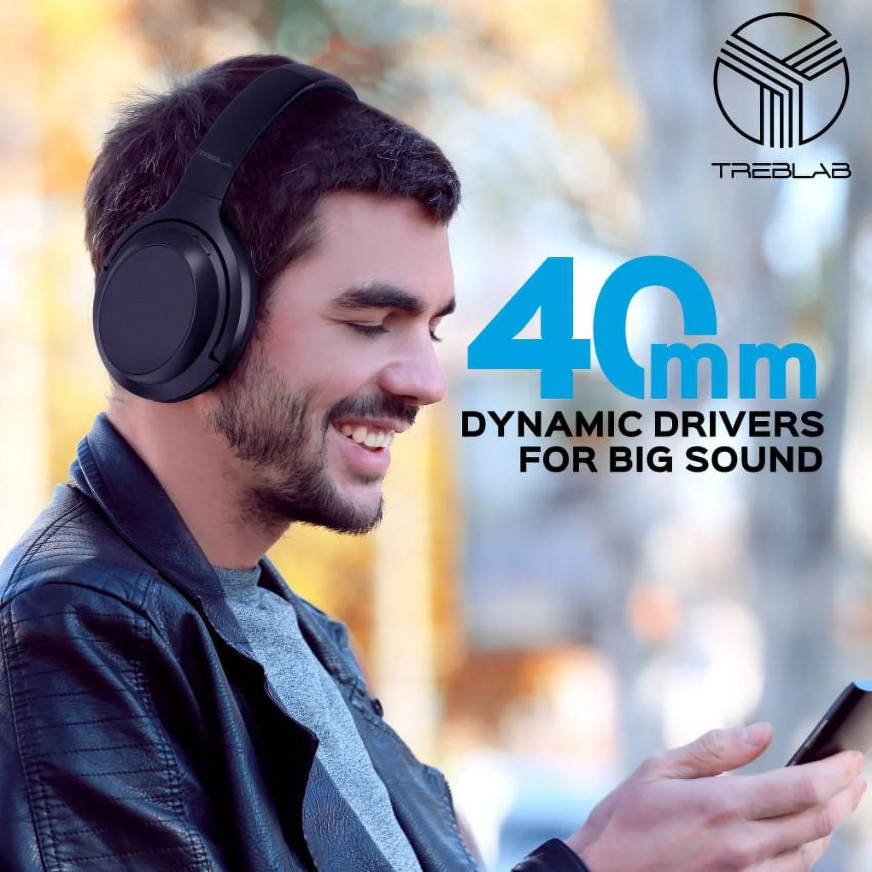 TREBLAB Z7 PRO - Hybryd Active Noise Canceling Headphones with Mic - 45H Playtime & USB-C Fast Charging, ANC Wireless Over Ear Bluetooth Headphones w/aptX, Stereo Sound, Touch Control (Grey)