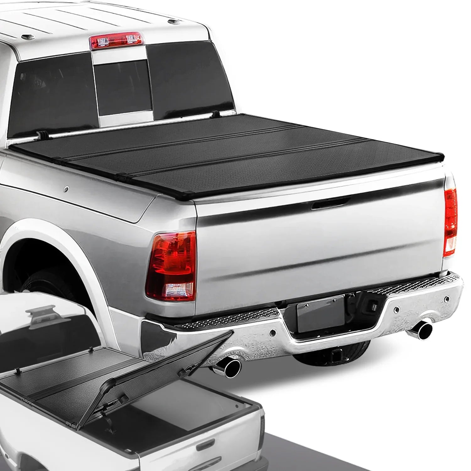 DNA Motoring TTC-HARD-028 For 2009 to 2022 Ram Truck 1500 / 3500 Fleetside 6.5Ft Short Bed Hard Solid Tri -Fold Tonneau Cover