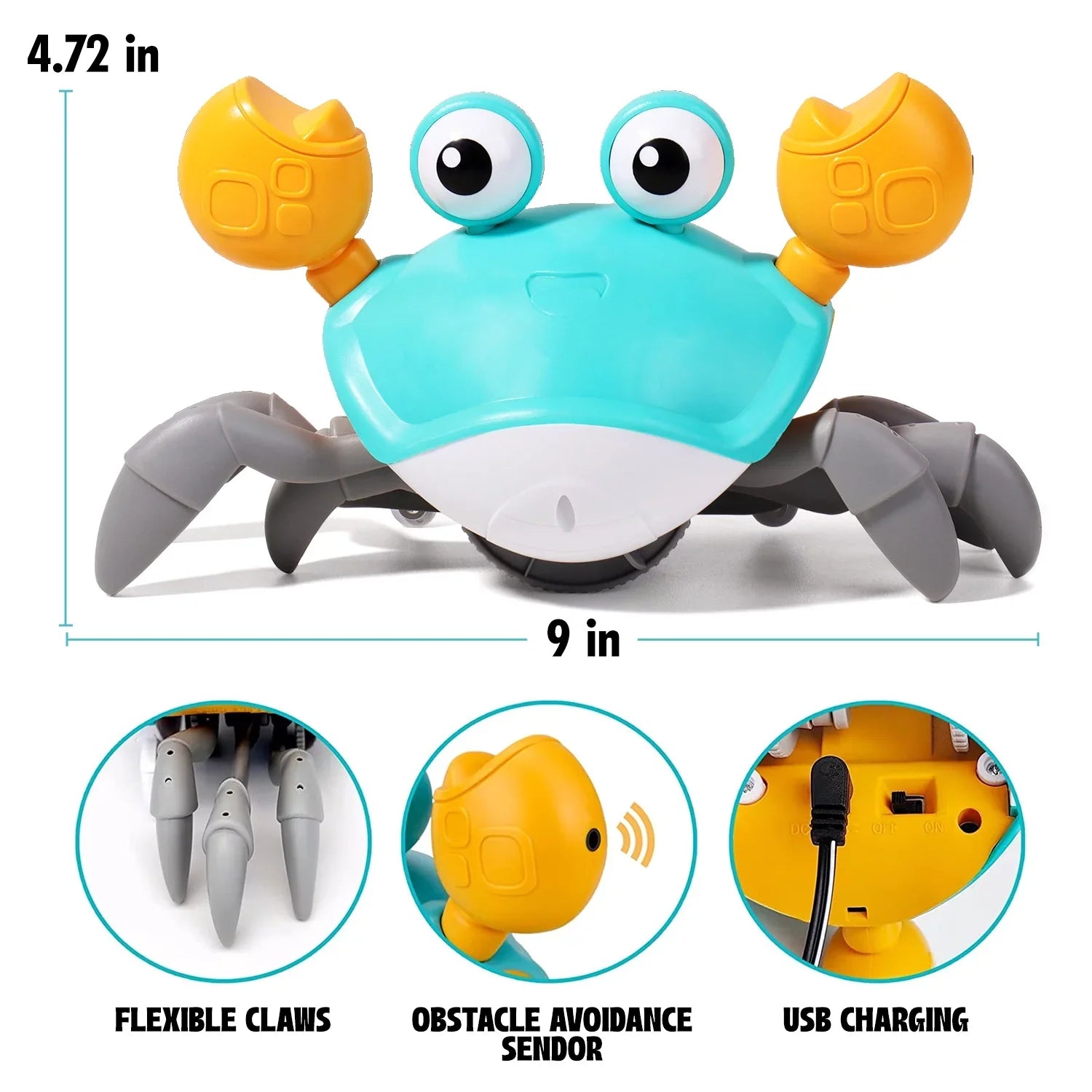 Sophron Sensory And Cute Crawling Crab For Little Kids 6-12 Years And Toddlers 0-6 Months Tummy Time, Learning Crawl And Psychical Development - Kids Favorite Entertaining Gift