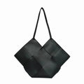 Jane & Berry Women's Large Woven Faux Leather Shoulder Bag with Pouch, Black