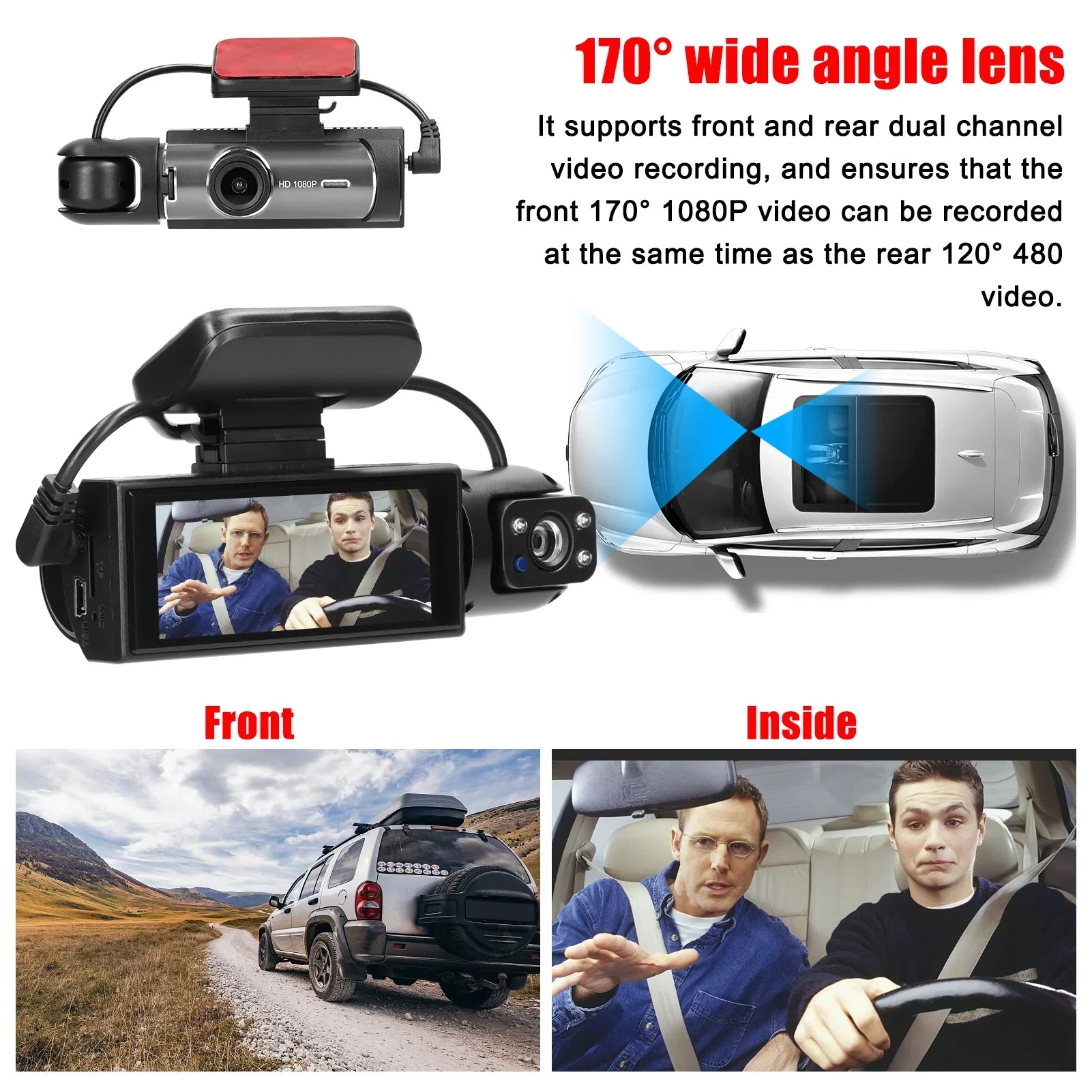 Dadypet Dash Camera,Dash Cam Car DVR 170 Wide Motion DVR 170 Camera Motion DVR 170 Wide Car Dual Lens Auto Dash Cam Car Video Car Camera HUIOP Motion Dvr Dual QISUO