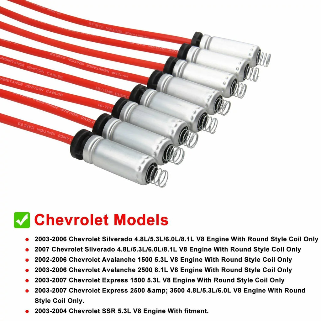 8 Pack Ignition Coil & Spark Plug Wire UF413 for Chevy Silverado 1500 Tahoe GMC Fits select: 2011 ,2013 CHEVROLET SILVERADO K1500 LT
