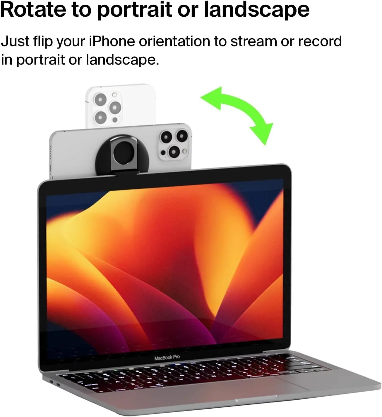 Belkin iPhone MagSafe Camera Mount for MacBook, iPhone Continuity Camera Mount, Turn iPhone to Webcam, Compatible with MacBook Pro, Air, iPhone 15, iPhone 14, iPhone 13, iPhone 12 - Black