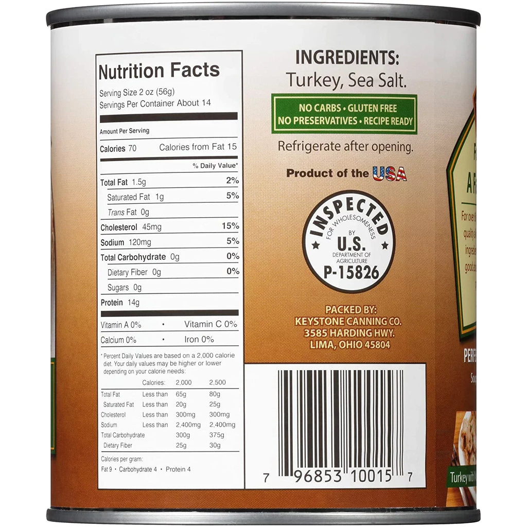 (6 Pack) Keystone All Natural Turkey 28 oz Can  Emergency Survival Food For Camping Hiking and Backpacking Ready to Eat- Pack of 6 Cans