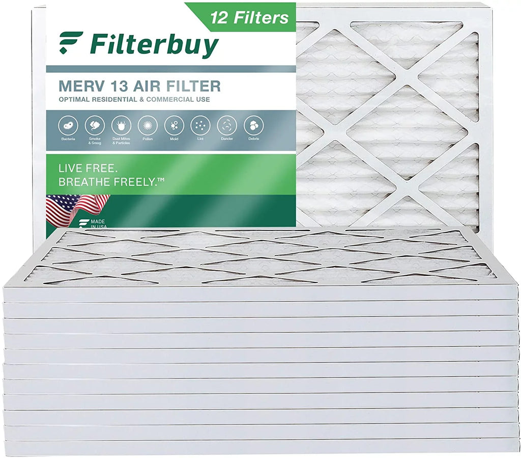 Filterbuy 15x20x1 MERV 13 Pleated HVAC AC Furnace Air Filters (12-Pack)