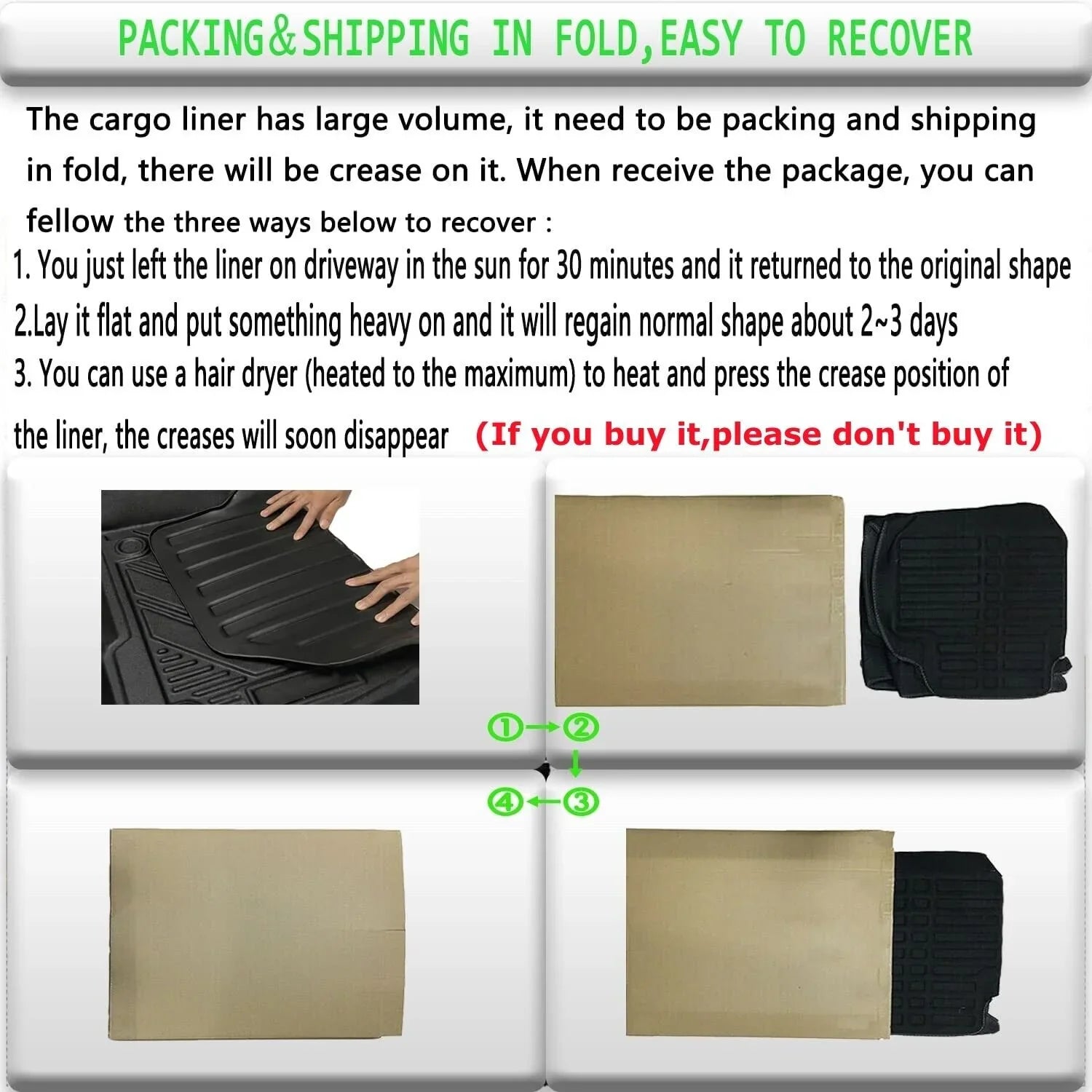TPO Cargo Mats Liner Protection For 2018-2023 Toyota Camry All Weather