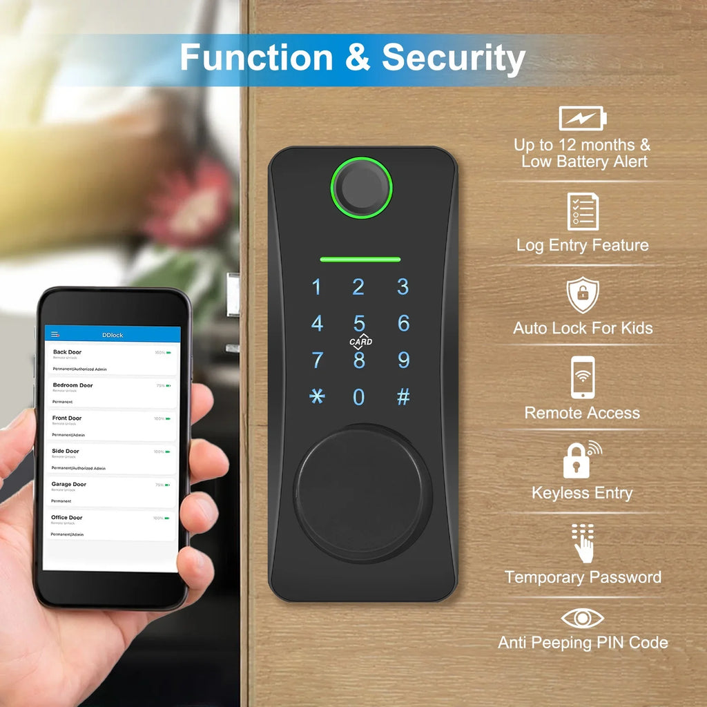 Intelligent Door Lock,With Pad Remote Lock/5-in-1 Less Door Pad Remote Lock/2 Keyless Door Lock With Deadbolt App Remote Huiop Lock Lock/5-in-1 Keyless Siuke Keypad Set Deadbolt