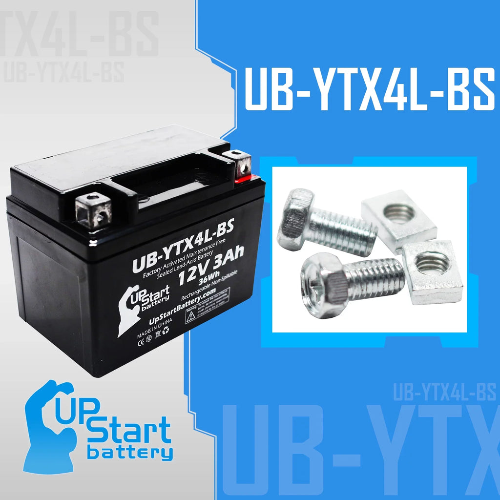 3-Pack UpStart Battery Replacement for 2002 Bombardier (Can-Am) DS90, DS90F, Quest 90CC Factory Activated, Maintenance Free, ATV Battery - 12V, 3Ah, UB-YTX4L-BS