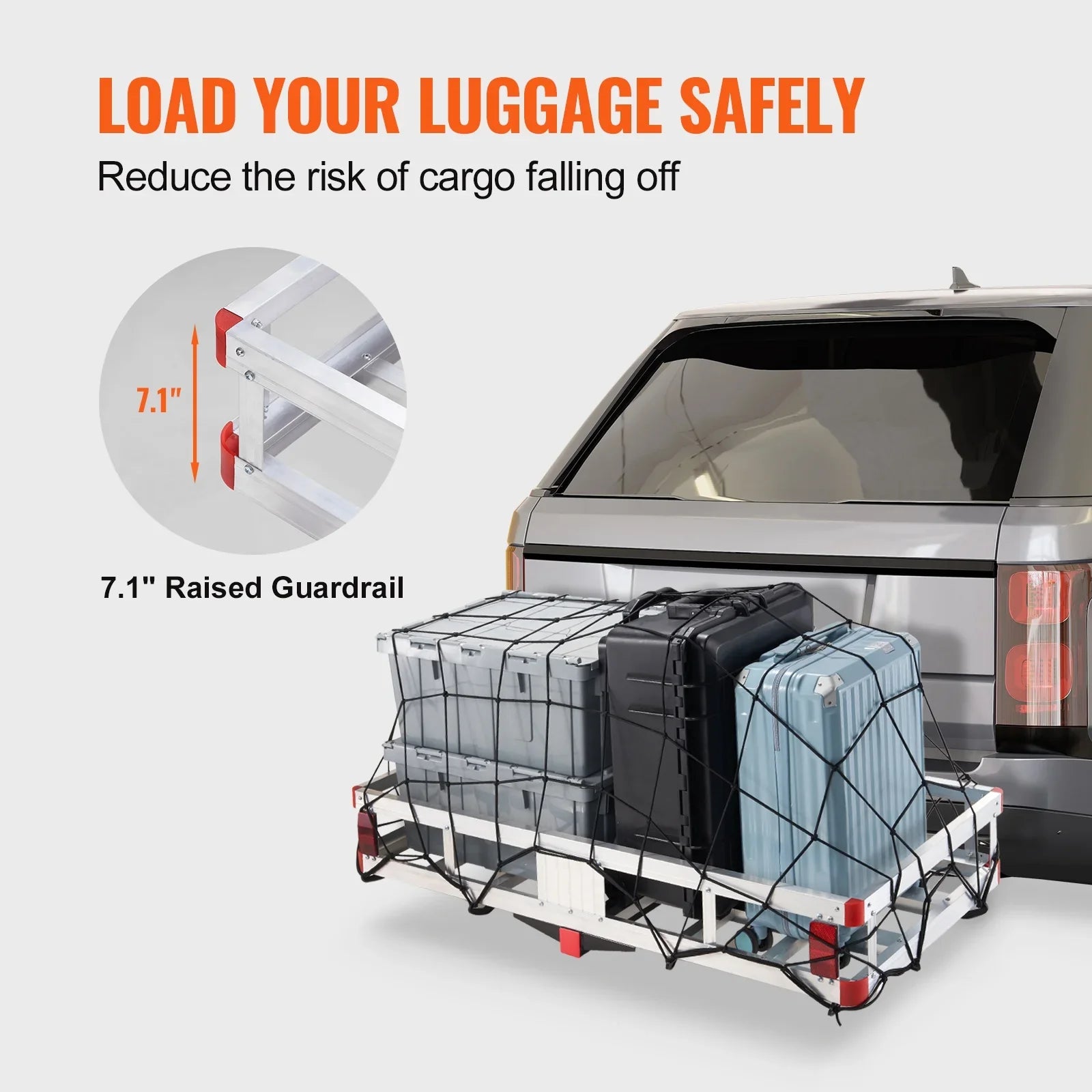 SKYSHALO 500lb Hitch Mount Cargo Carrier 47 x 20 x 6 in Aluminum For 2" Receiver