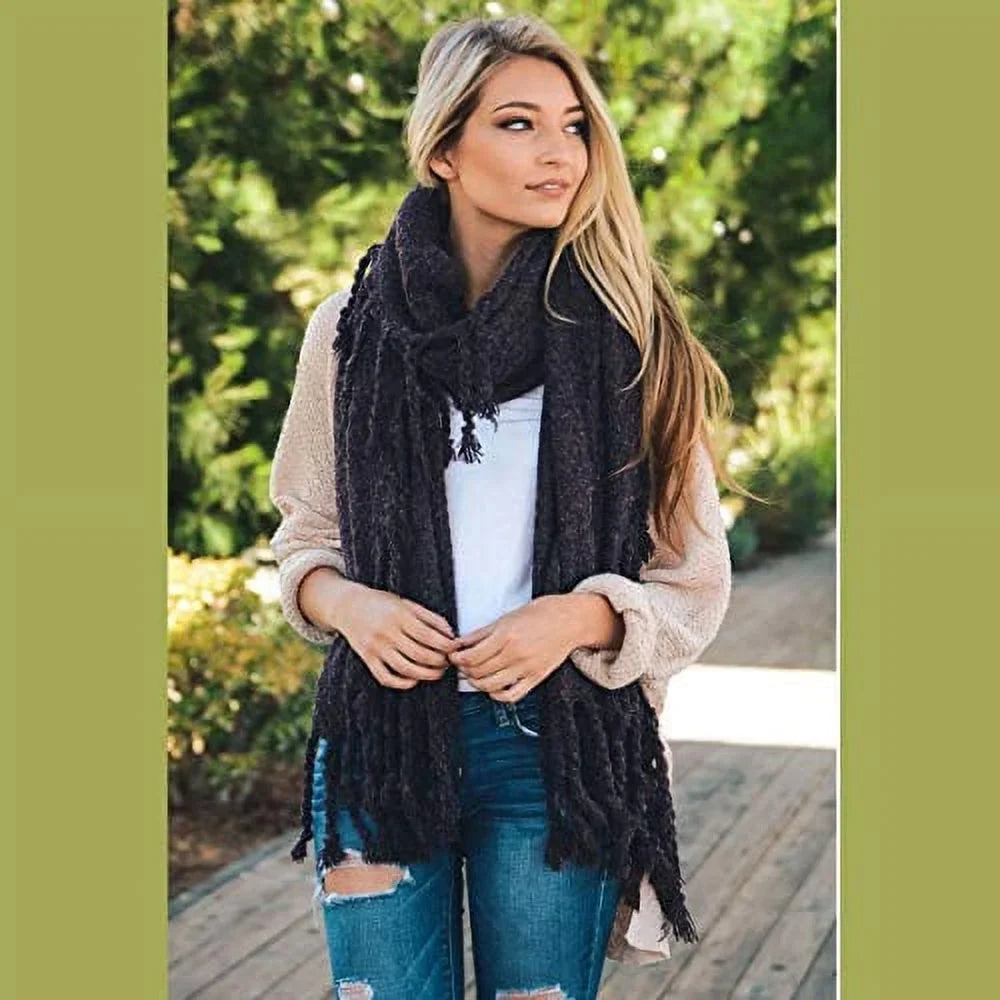 Plaid Blanket Winter Scarfs for women Chunky Tasseled Scarves Lightweight Soft Warm Cozy Shawl Classy Oversized Infinity Solid Pashmina Quality Scarf (Purple)