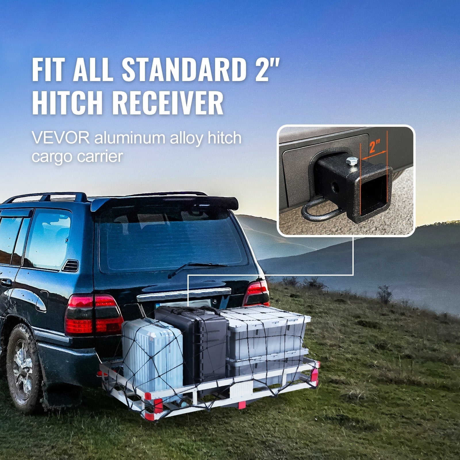 SKYSHALO 500lb Hitch Mount Cargo Carrier 47 x 20 x 6 in Aluminum For 2" Receiver