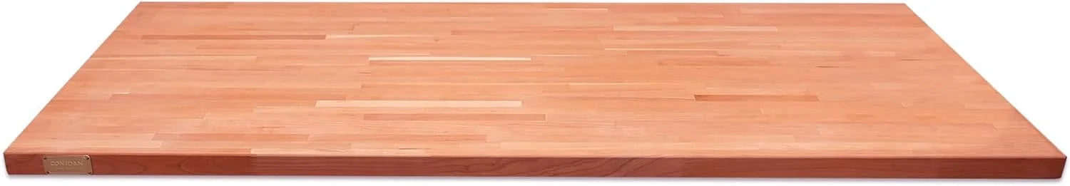 Butcher Block Counter Top, Grown Cherry Solid Hardwood Countertop, Wood Slabs For Kitchen, Reversible, Both Side Polished, Prefinished With Food-Safe Oil, 1.5" Thickness, 24" L X 25" W