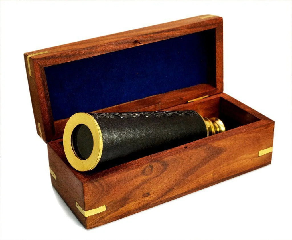 IOTC Science Purchase 78TELE15 Handheld Brass Telescope with Wooden Box