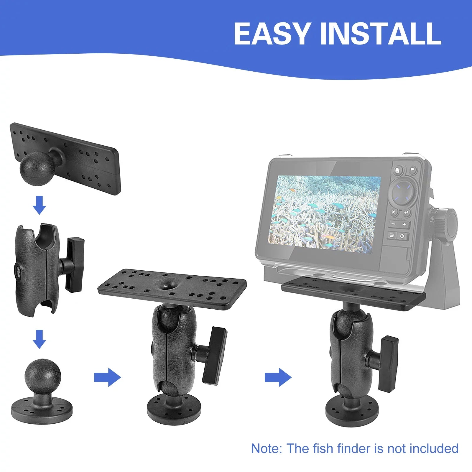 Portable Kayak Fishfinders Holder Fish Finder Ball Mount Base 360° Swivel Fish Finder Mount Fish Finder Kayak Accessory
