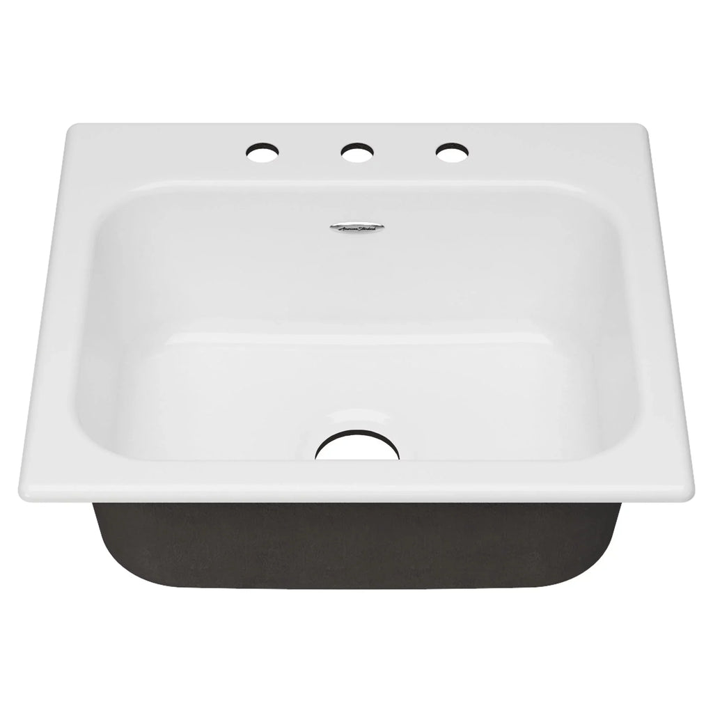 American Standard Quince Drop-in Cast Iron 25 in. 3-Hole Single Bowl Kitchen Sink in Brilliant White