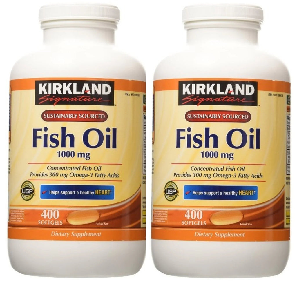 Kirkland Signature Fish Oil 1000mg 400 Softgels -2 Pack