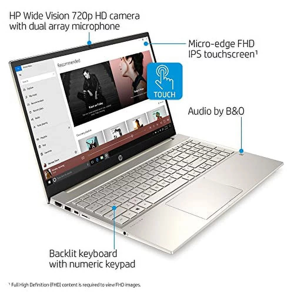 2022 HP Pavilion 15.6" FHD Touchdisplay Laptop 11th Gen Intel Core i7-1165G7 64GB DDR4 2TB NVMe SSD Iris Xe Graphics HDMI USB-C WiFi-6 Bluetooth Backlit Keyboard Windows 11 Pro w/ RATZK 32GB USB