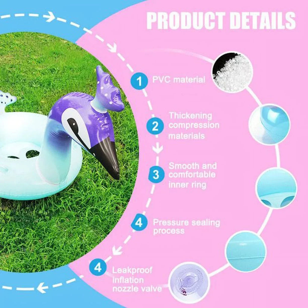 Cherry InfLatitudeable Swimming Pool Glitter Float Toys Peacock Designed with Fast Valves Summer Fun Beach Party Lounge Raft Decorative Water Game for Kids | 48 Inch