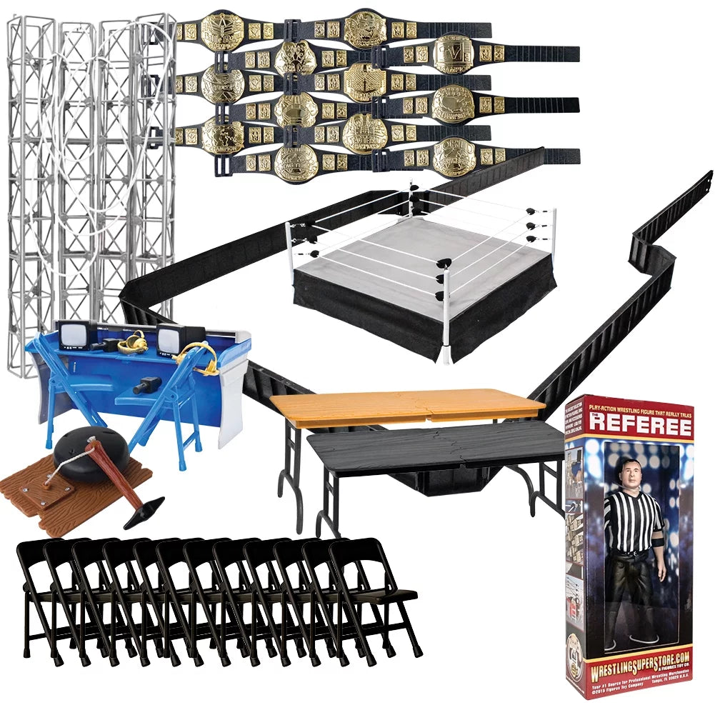 Super Deluxe Wrestling Action Figure Ring & Accessories Special Deal For WWE Wrestling Figures