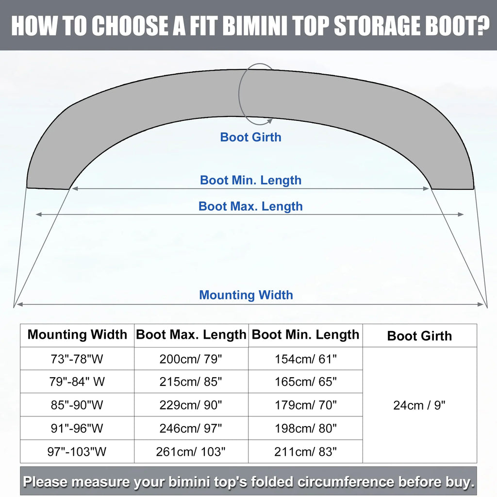 Boat Bimini Top Storage Boot Cover 600D Polyester Canvas Pacific Blue 85"-90" Width for 3 Bow 4 Bow