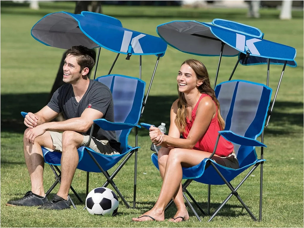 Kelsyus Original Foldable Canopy Chair for Camping, Tailgates, and Outdoor Events, Grey/Blue
