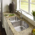 Houzer MC-3210SL-1 32-1/2" x 18-1/2" x 14-15/16" 32-1/2" x 20-11/16" Stainless Steel Undermount 70/30 Double Bowl Kitchen Sink