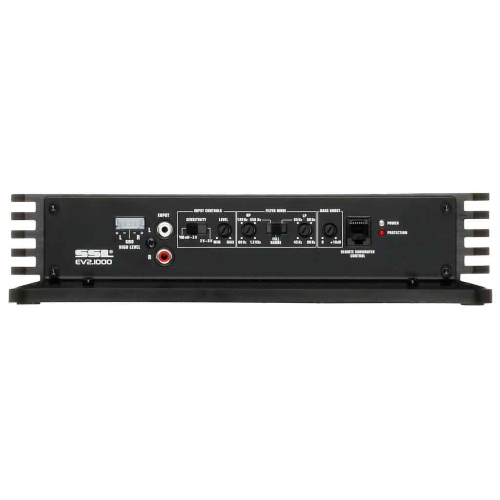 Sound Storm Laboratories EV2.1000 Evolution Series Car Audio Amplifier - 1000 High Output, 2 Channel, 2/8 Ohm, High/Low Level Inputs, High/Low Pass Crossover, Full Range, Hook To Stereo and Subwoofer