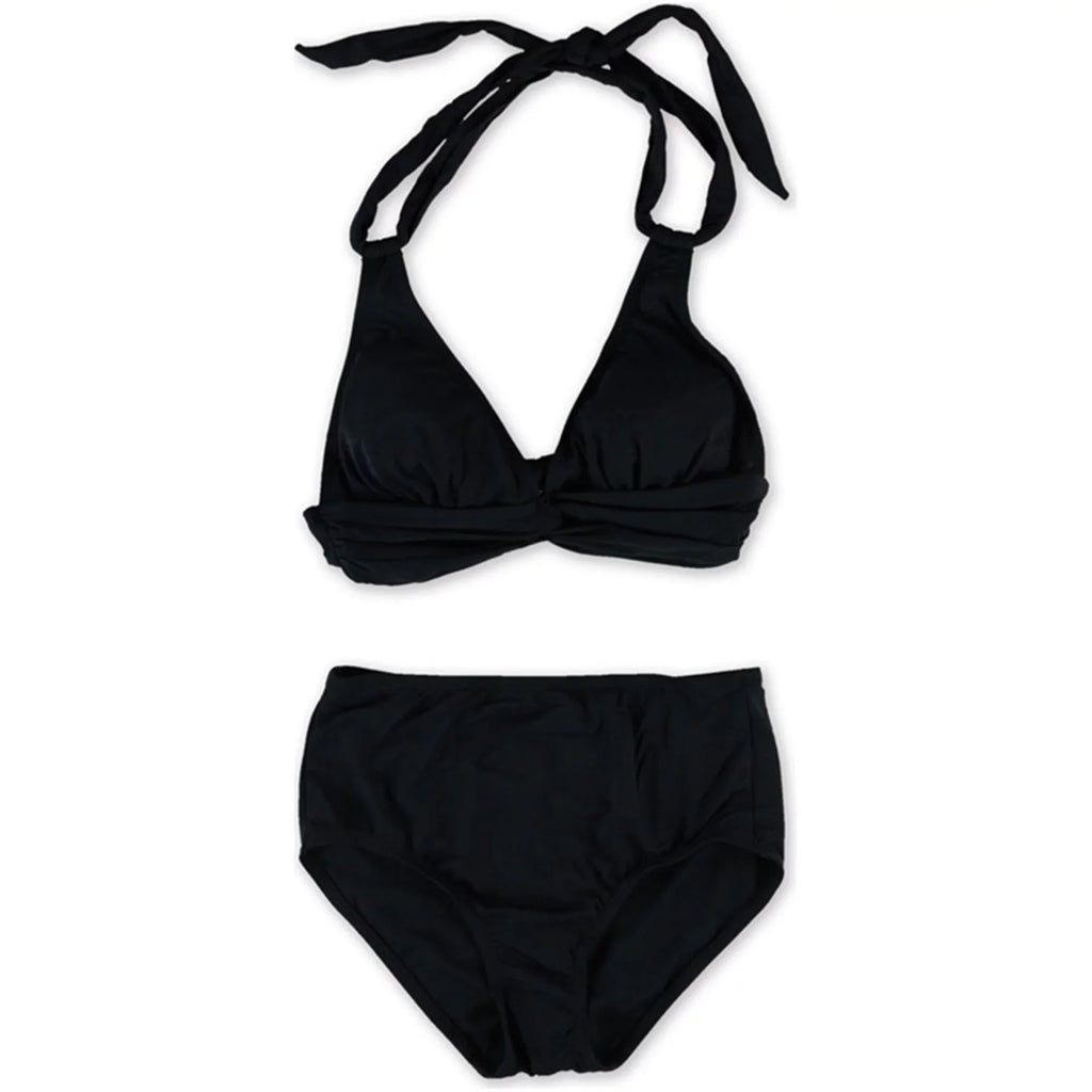 Anne Cole Womens Halter Twist Brief 2 Piece Bikini, Black, X-Small