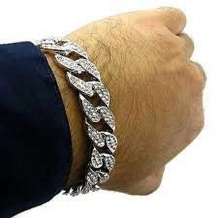 Charles Raymond Iced Out Mens Color on Blast Watch Single or Combo Sets with Blinged Out Bracelets Set. Iced Out Colourful Rainbow Flame Collection (ST10327CO-C SLV)