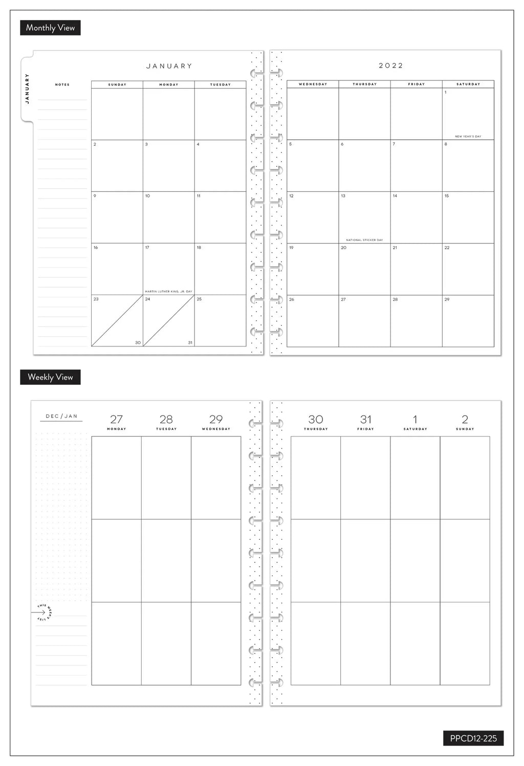 The Happy Planner, Classic 12 Month Planner, Colorful Florals, 2022, 8.75" x 1.37" x 9.75"