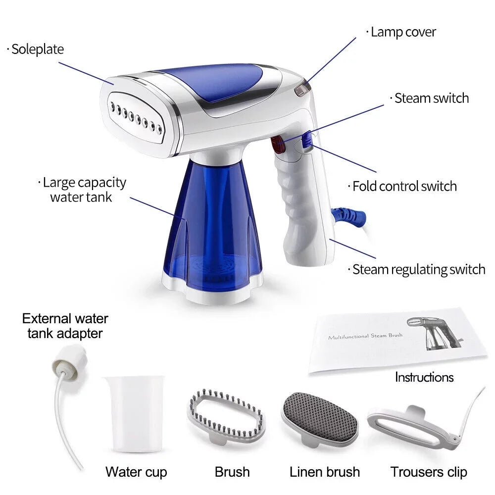 Steamer for Clothes, 30s Heat up Handheld Clothes Steamer, Portable Garment Steamer Fabric Wrinkles Remover, Travel Steamer for Clothes, Curtains and Toys