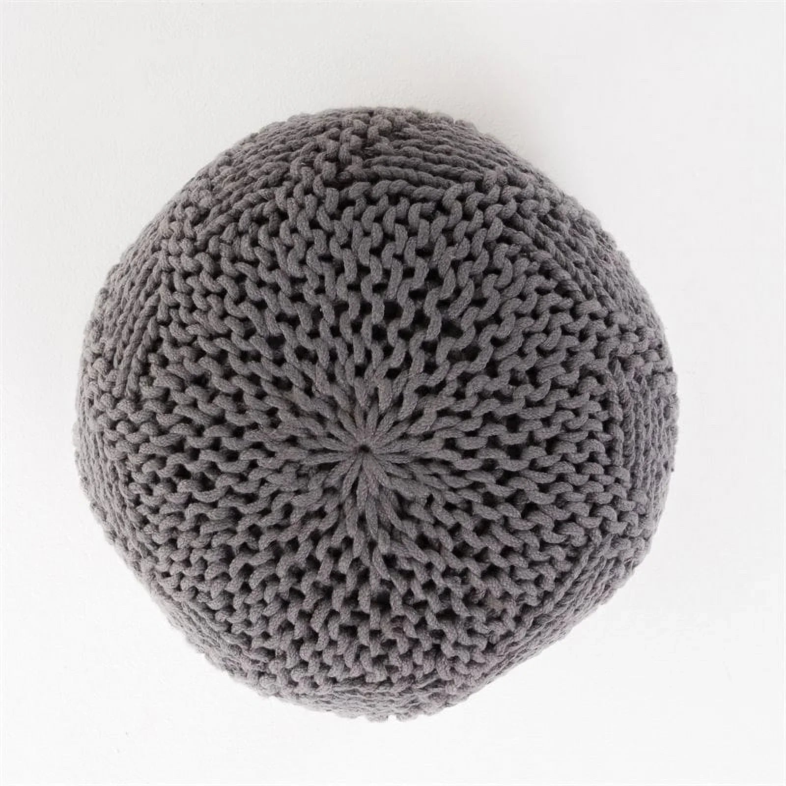 Noble House Aria Handcrafted Modern Fabric Outdoor Weave Pouf in Dark Gray