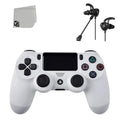 PlayStation 4 DualShock Wireless Controller Bundle - White Blue - With Earbuds Like New with BOLT AXTION