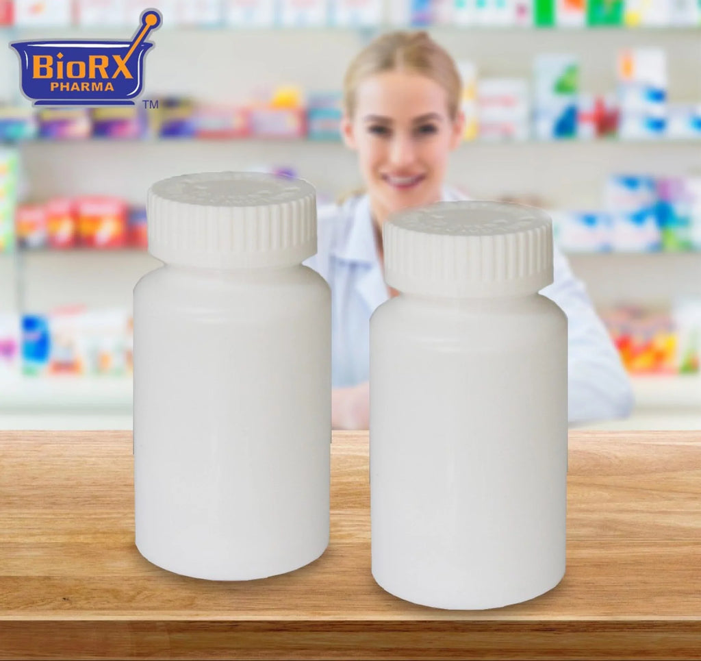 Pharmacy Vials 30 Dram WHITE (QTY. 130) Child-Resistant Caps, Mega-Pro, Caps Included by Sponix BioRx