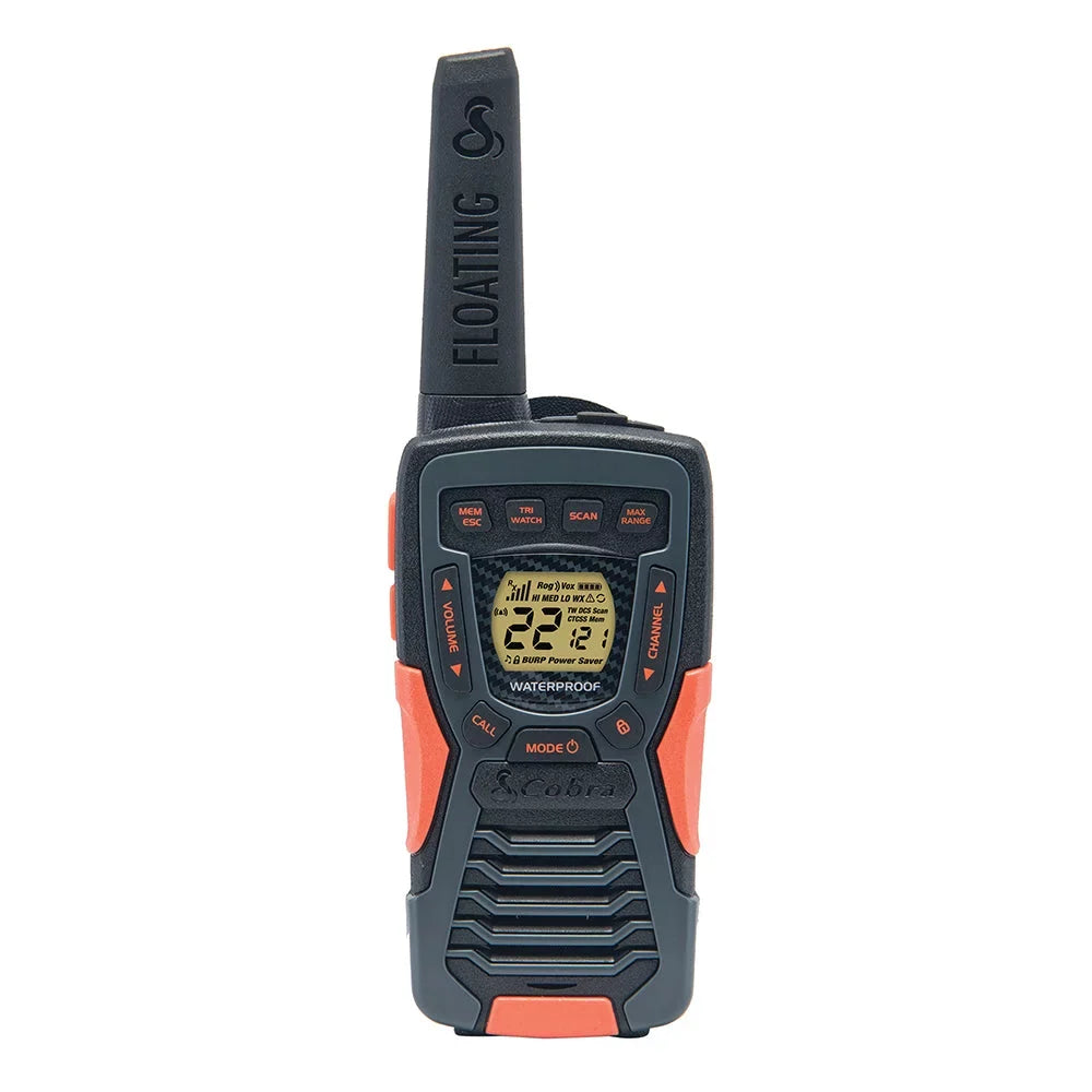 Cobra ACXT1035R FLT CAMO Waterproof Walkie Talkies for Adults - Rechargeable, Floats, 22 Channels, Long Range 37-Mile Two-Way Radio Set (2-Pack)