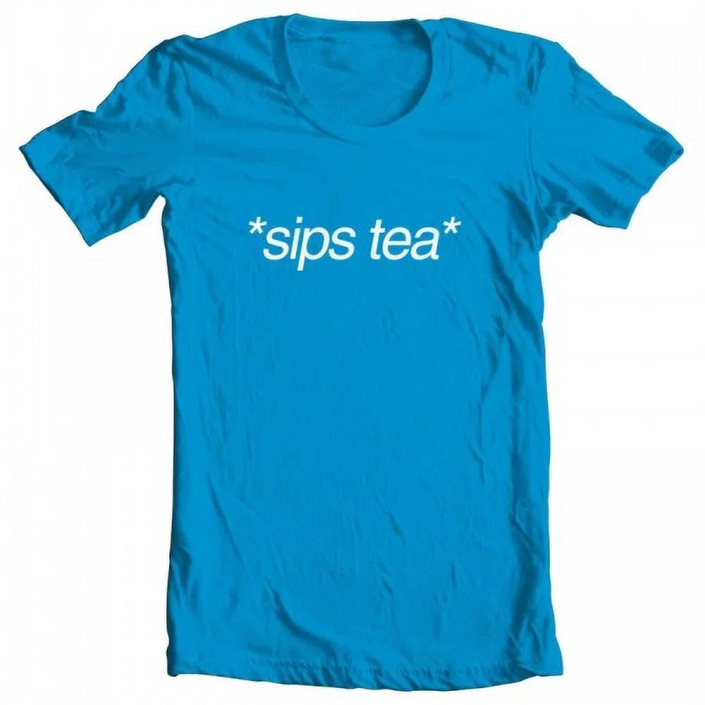 GEEK TEEZ Sips Tea Original Artwork Inspired by Kermit Meme Women's T-shirt Turquoise Large
