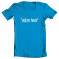 GEEK TEEZ Sips Tea Original Artwork Inspired by Kermit Meme Women's T-shirt Turquoise Large