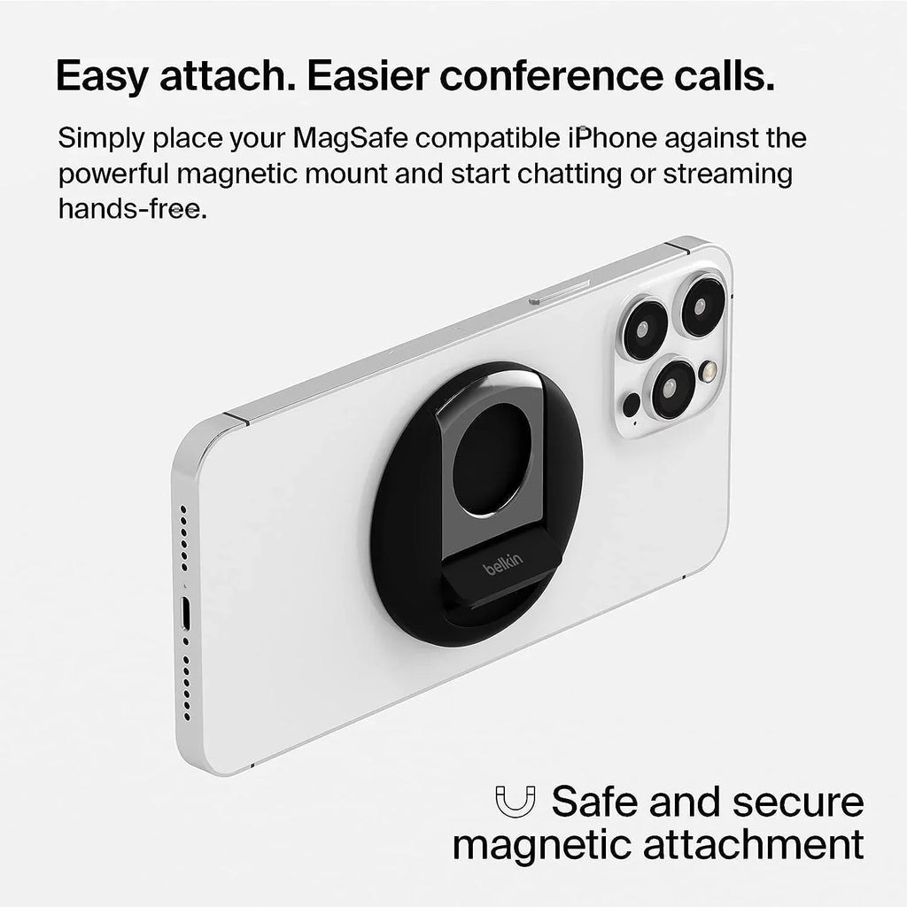Belkin iPhone MagSafe Camera Mount for MacBook, iPhone Continuity Camera Mount, Turn iPhone to Webcam, Compatible with MacBook Pro, Air, iPhone 15, iPhone 14, iPhone 13, iPhone 12 - Black