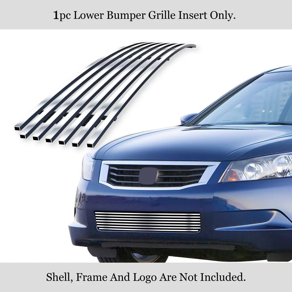 APS Premium Stainless Steel Chrome 8x6 Billet Grille Compatible with Honda Accord 2008-2010 Sedan Lower Bumper N19-S09566H