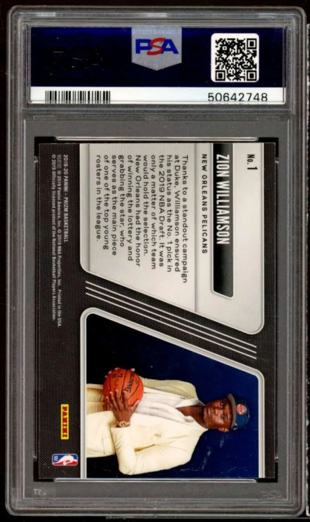 Zion Williamson Rookie Card 2019-20 Panini Prizm Luck Of The Lottery #1 PSA 10