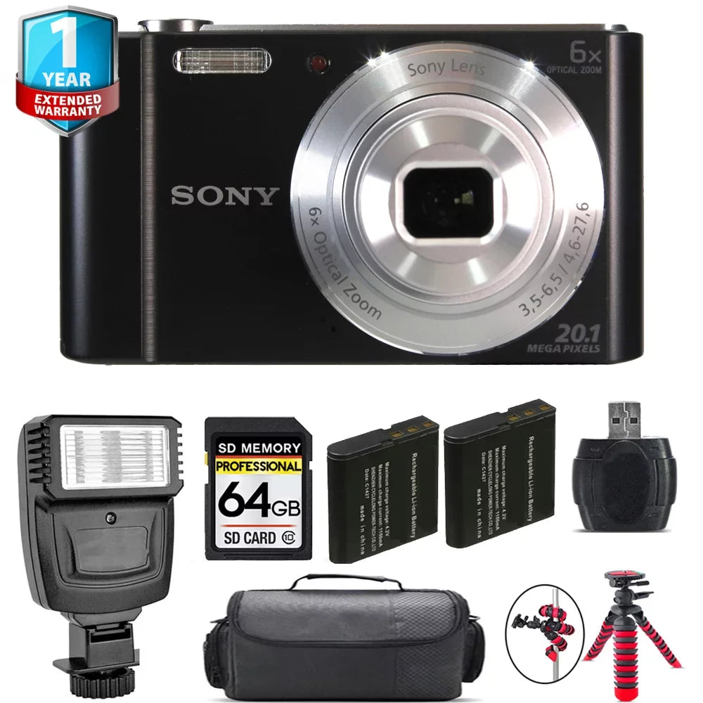 Sony Cyber-shot DSC-W810 Digital Camera + 1 Yr Warranty + Flash - 64GB Kit