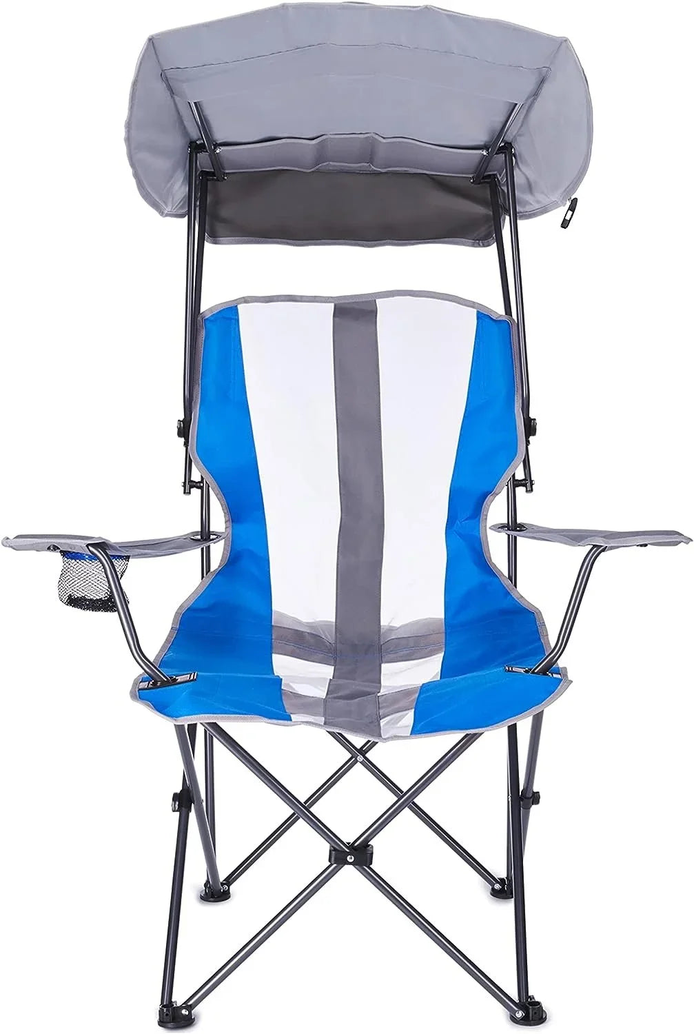 Kelsyus Original Foldable Canopy Chair for Camping, Tailgates, and Outdoor Events, Grey/Blue