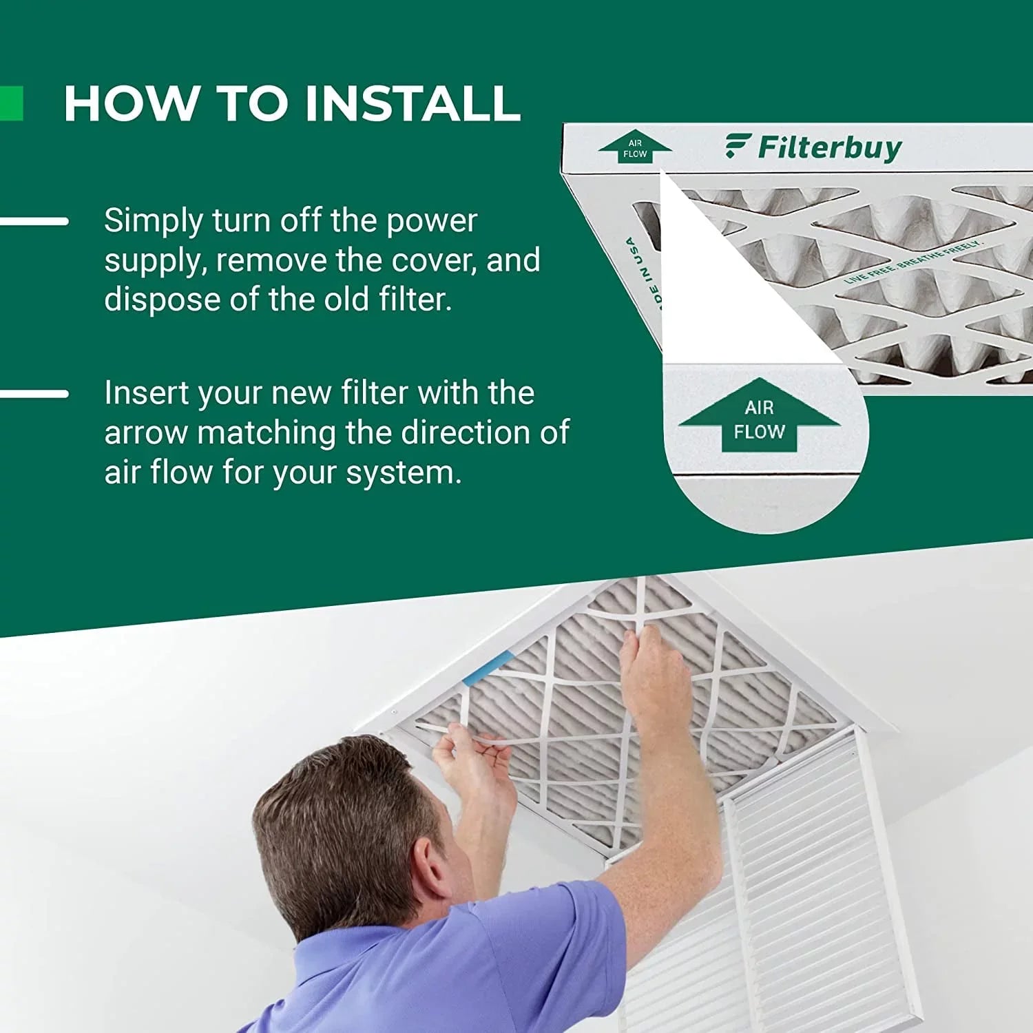 Filterbuy 10x24x1 MERV 8 Pleated HVAC AC Furnace Air Filters (4-Pack)