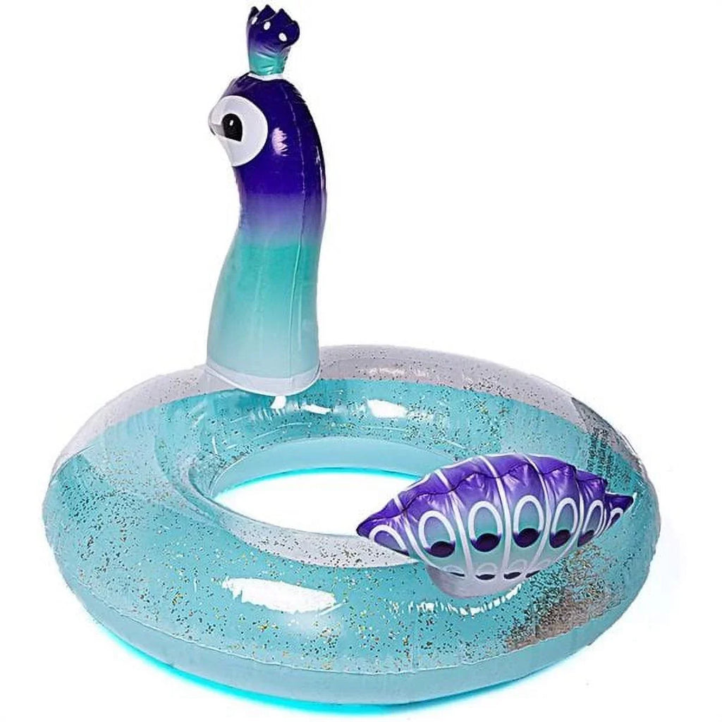 Cherry InfLatitudeable Swimming Pool Glitter Float Toys Peacock Designed with Fast Valves Summer Fun Beach Party Lounge Raft Decorative Water Game for Kids | 48 Inch
