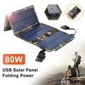 Paddsun 80W USB Solar Panel Folding Power Bank Outdoor Camping Hiking Phone Charger USA