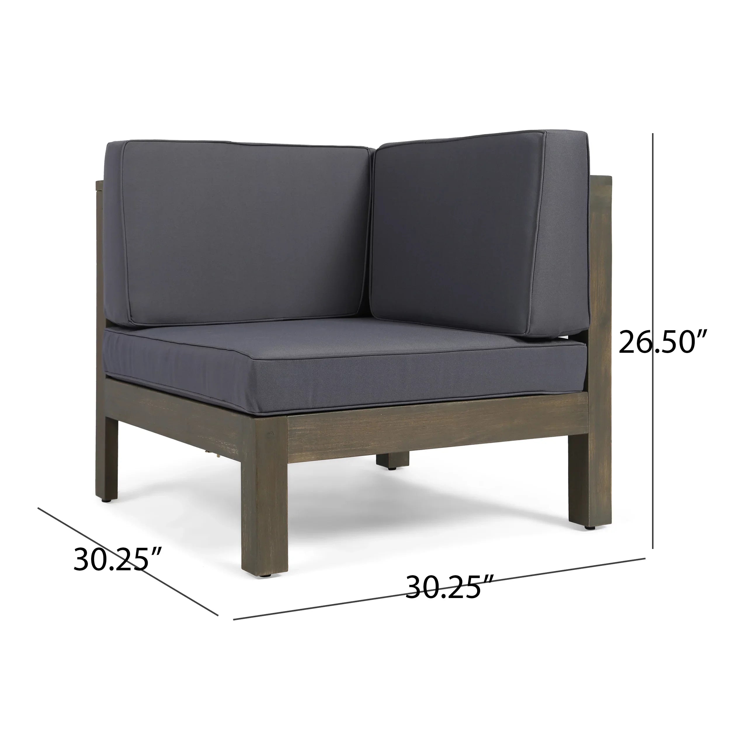 Kolten Outdoor Modern 8 Seater Acacia Wood Sectional Sofa Set with Fire Pit and Tank Holder, Gray, Dark Gray, Gloss Black,